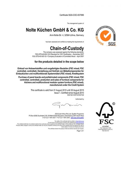 Nolte - сертификат FSC